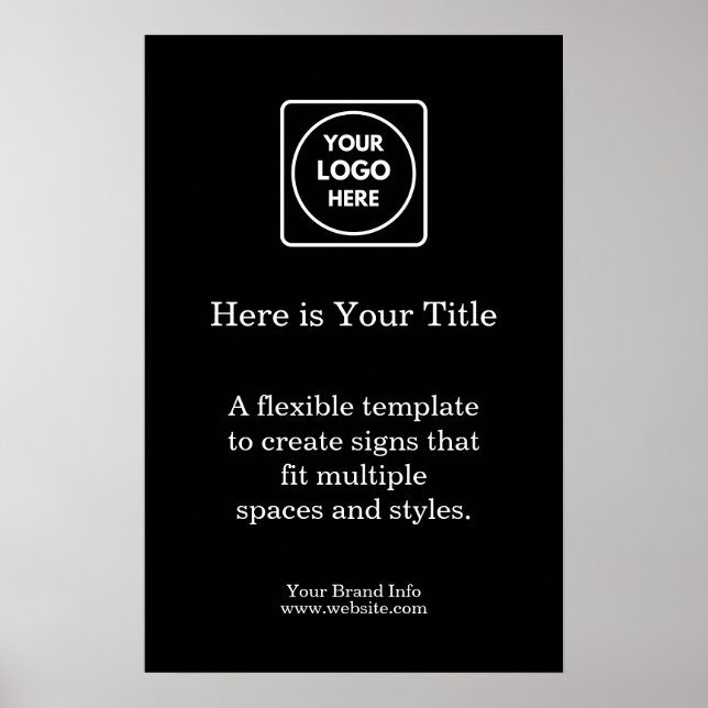Black Business Logo Poster | Custom brand display (Front)