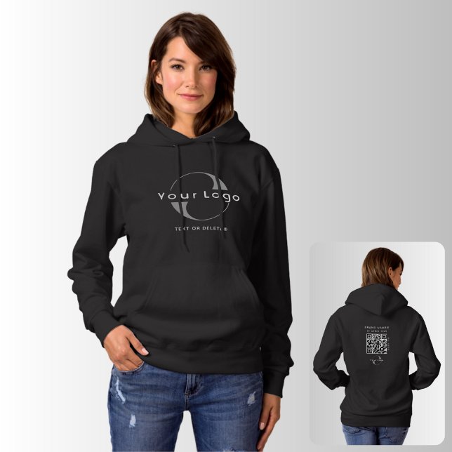 Black Business logo QR code Company brand Women Hoodie (Creator Uploaded)