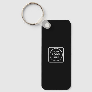 Black Business Logo QR Code Horizontal Keychains