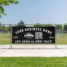 Black Business logo Qr code outdoor 10' long Vinyl