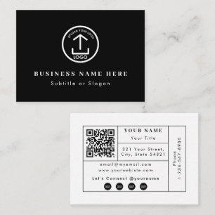 Black Business Logo QR Code Social Media Contact Business Card