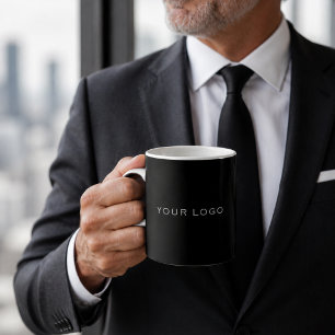 Black business logo rectangular coffee mug