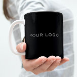 Black business logo rectangular coffee mug<br><div class="desc">Classic black background colour.  Personalise and add your rectangular business logo,  
You can change the background colour to match your brand.</div>