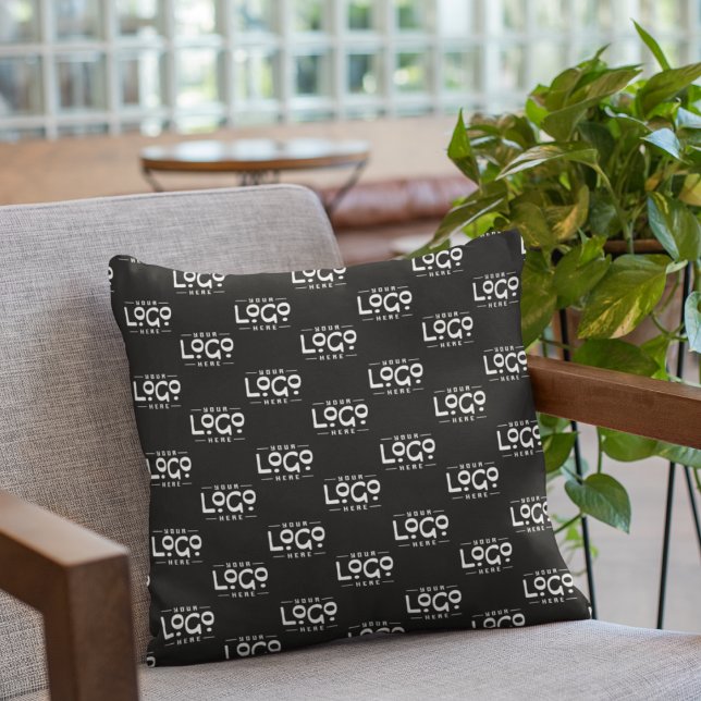 Black Business Logo simple minimal pattern Brand Cushion (Creator Uploaded)