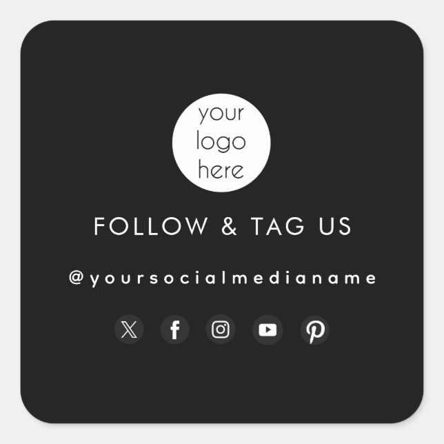 Black Business Logo Social Media Packaging Label (Front)