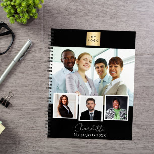 Black business logo team photo collage notebook