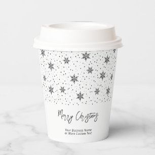 Black Business Logo Winter Christmas Holiday Paper Cups