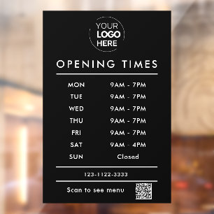 Black Business opening hours logo and qr code