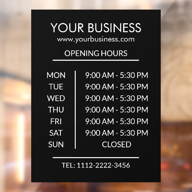 Black Business opening hours White Text (Sheet 2)