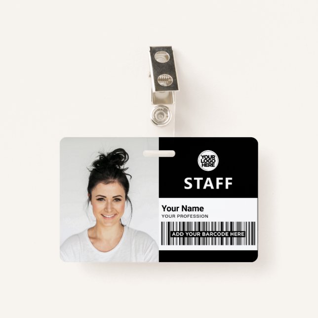 Black Business Photo ID Staff ID ID Badge (Front with Clip)