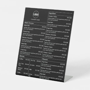 Black Business Price List with Logo Pedestal Sign