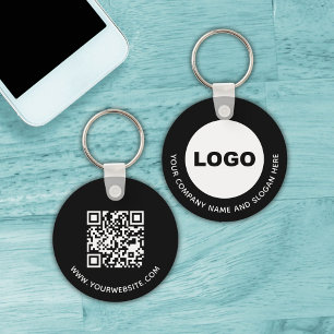 Black Business Promotional Logo QR Code Key Ring
