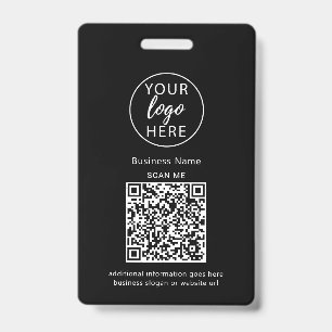 Black Business QR Code Badge ID Badge