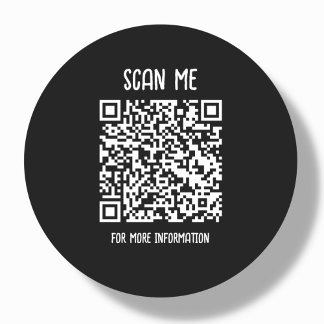 Black | Business QR Code Scannable Classic Round Sticker