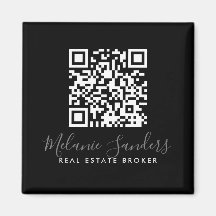 BLACK Business REAL ESTATE Magnet with QR CODE 