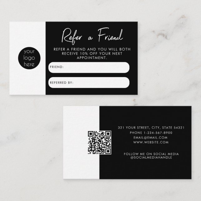 Black Business Refer A Friend Referral Card (Front/Back)