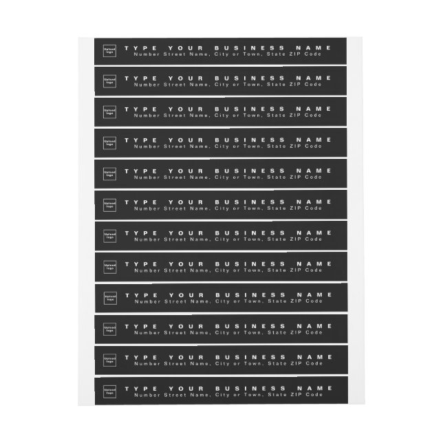 Black Business Return Address Slim Wrap Around Label (Sheet)