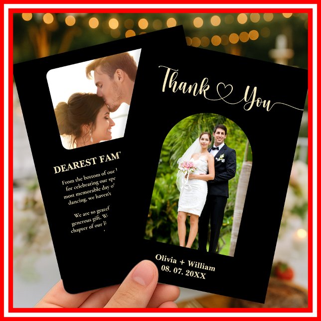 Black & Butter Yellow Photo Wedding Thank You Card (Creator Uploaded)