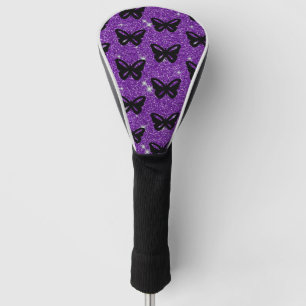 Black Butterflies Purple Glitter Fly Insect Animal Golf Head Cover