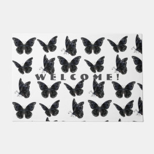 Black Butterflies Welcome Doormat