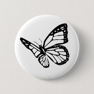 Black Butterfly 6 Cm Round Badge