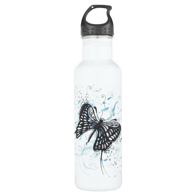 Black Butterfly  710 Ml Water Bottle (Front)