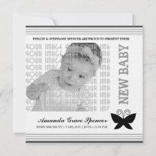 Black Butterfly Birth Announcement