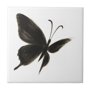 Black Butterfly – Elegant Winged Design on Tile