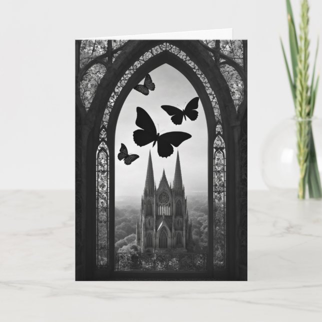 Black Butterfly Gothic Birthday Card (Front)