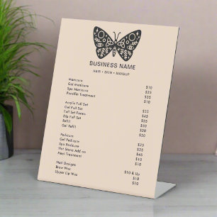 Black Butterfly Logo & Blush Pink Service Price Pedestal Sign