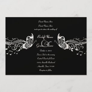 Black Butterfly Music Fidelity Wedding Invitations