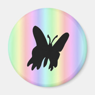 Black Butterfly on Pastell Rainbow Magnet