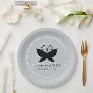 Black Butterfly Paper Plate