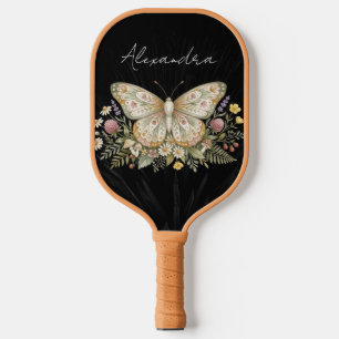 Black Butterfly Pickleball Paddle Custom Name Gift