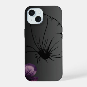 Black Butterfly Purple Floral Flower iPhone 15 Case