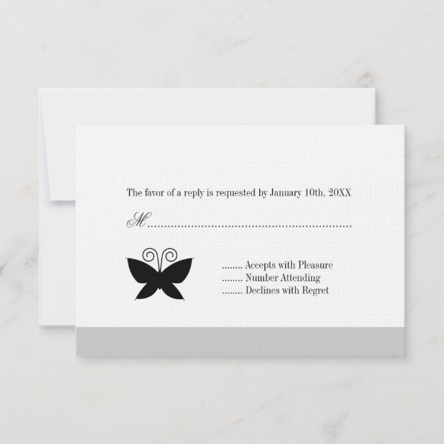 Black Butterfly Rsvp Card (Front)