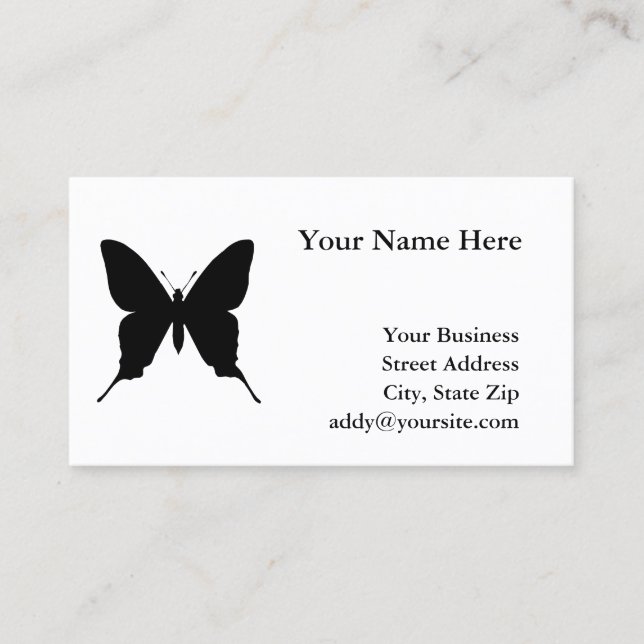 Black Butterfly Silhouette Business Card (Front)