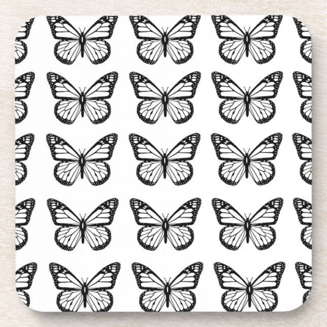 Black Butterfly Stencils Coaster (Front)