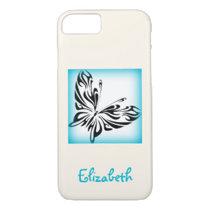 Black Butterfly with Blue Border Personalised Case-Mate iPhone Case