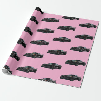 Black C8 Corvette Sports Car Hand Drawn Sketch Wrapping Paper