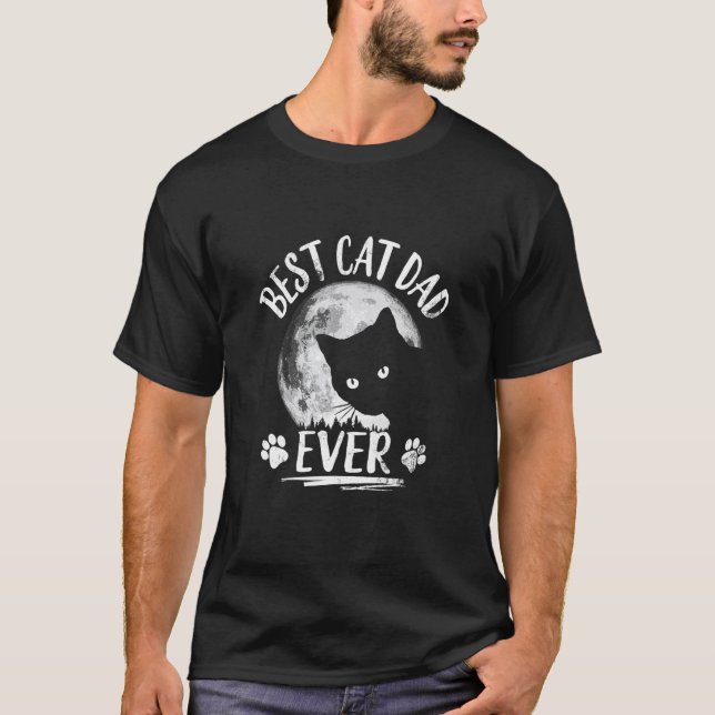 Black Ca Best Cat Dad Ever  Cat Daddy T-Shirt (Front)