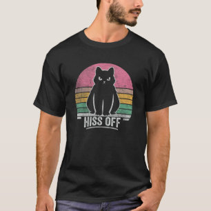 Black Ca Retro Vintage Hiss Off Meow Cat 6 T-Shirt