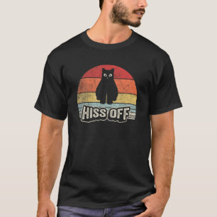 Black Ca Retro Vintage Hiss Off Meow Cat T-Shirt