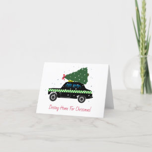 Black Cab Taxi Christmas Driving Home  Holiday Card