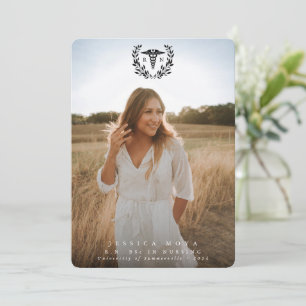 Black Caduceus RN Registered Nurse Graduation Announcement