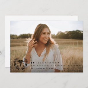 Black Caduceus RN Registered Nurse Graduation Announcement