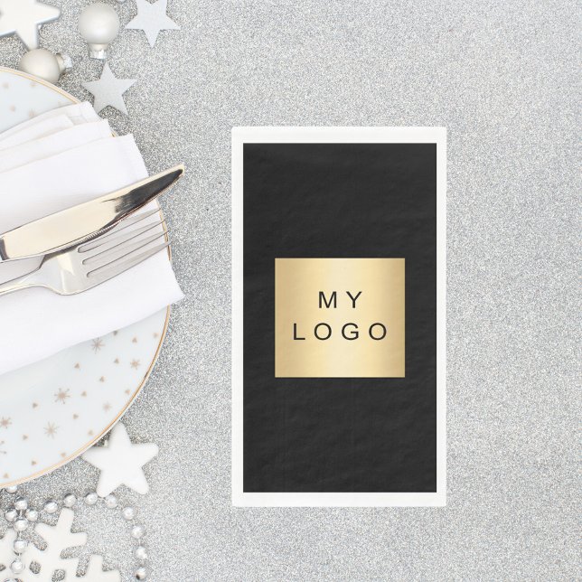 Black cafe bar business logo napkin (Creator Uploaded)