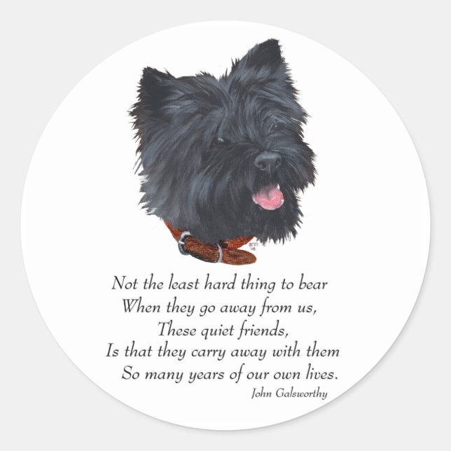 Black Cairn Terrier Rainbow Bridge Classic Round Sticker (Front)