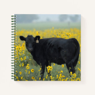 Black Calf in a Field of Sunflowers Notebook