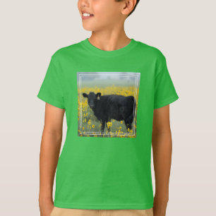 Black Calf in a Field of Sunflowers T-Shirt